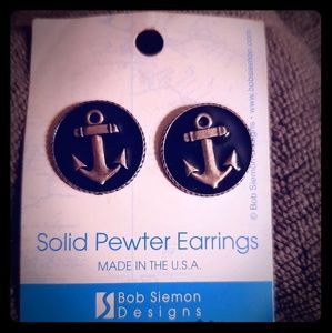 NEW SOLID PEWTER ANCHOR EARRINGS